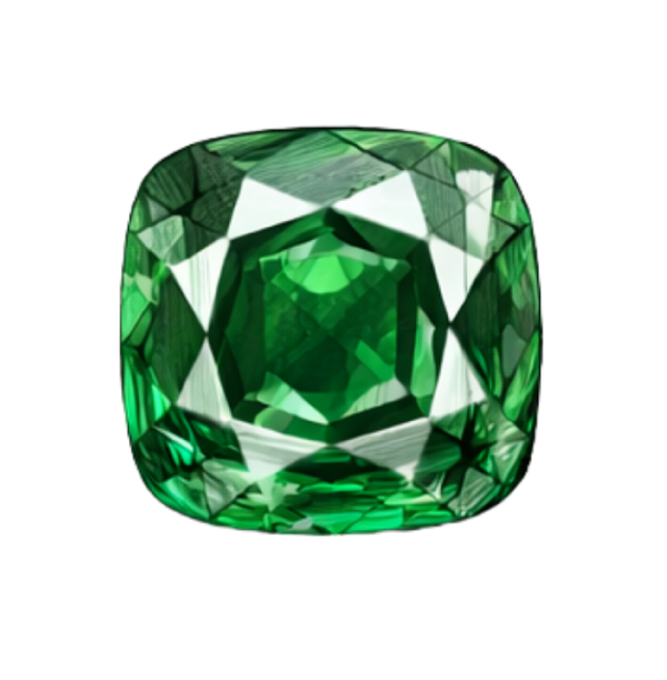 Finished cushion cut emerald